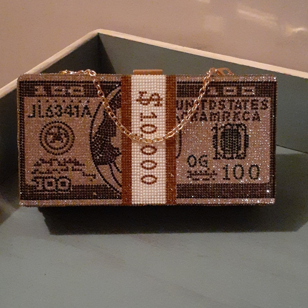Crystal money clutch